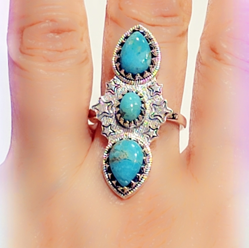 Turquoise Sterling Gemstone Ring SIZE 9